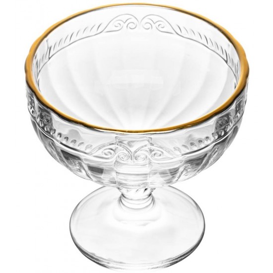 Taça 200ml Para Sobremesa De Cristal Ecológico Com Fio Dourado Imperial